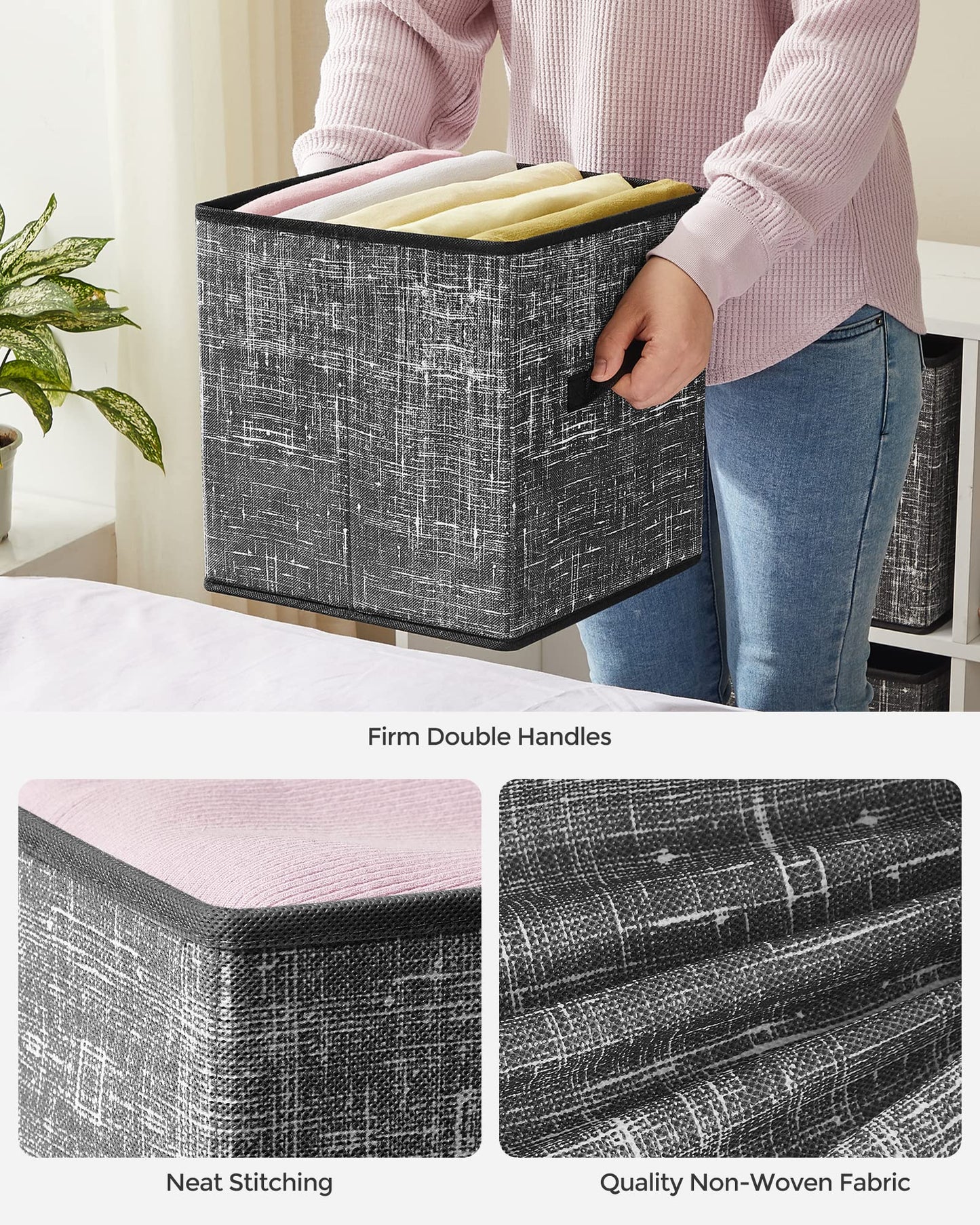 SONGMICS Storage Cubes, Set of 6, 11-Inch Foldable Closet Organizers