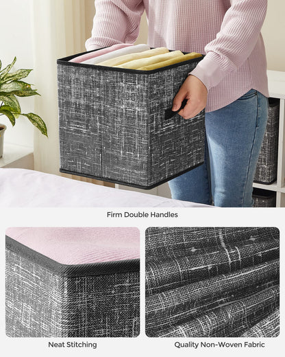 SONGMICS Storage Cubes, Set of 6, 11-Inch Foldable Closet Organizers