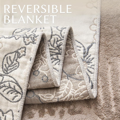 jinchan Boho Floral 100% Cotton Blanket 4-Layer Throw Blanket with Tassel Grey and White Flower Butterfly Soft Luxury Rustic Farmhouse Decor Blanket for Couch Bed 80x90 inch All Season Gift for Women