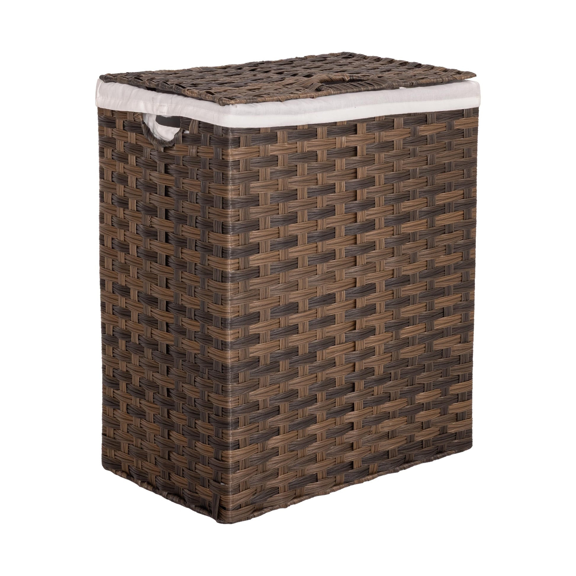 Seville Classics Premium Handwoven Portable Laundry Bin Basket with Carrying Handles, Household