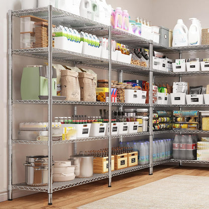 REIBII 58" W 5 Tier Heavy Duty Wire Shelving Unit with Adjustable Shelves - 1400LB Metal, Chrome - 58" W x 59" H x 13.8" D - Garage, Pantry, Kitchen