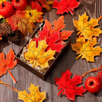 36 Pcs Fall Tree Decoration Thanksgiving Tree Ornaments 3D Felt Maple Leaf Ornaments Fall Hanging Decoration for Home Autumn Party