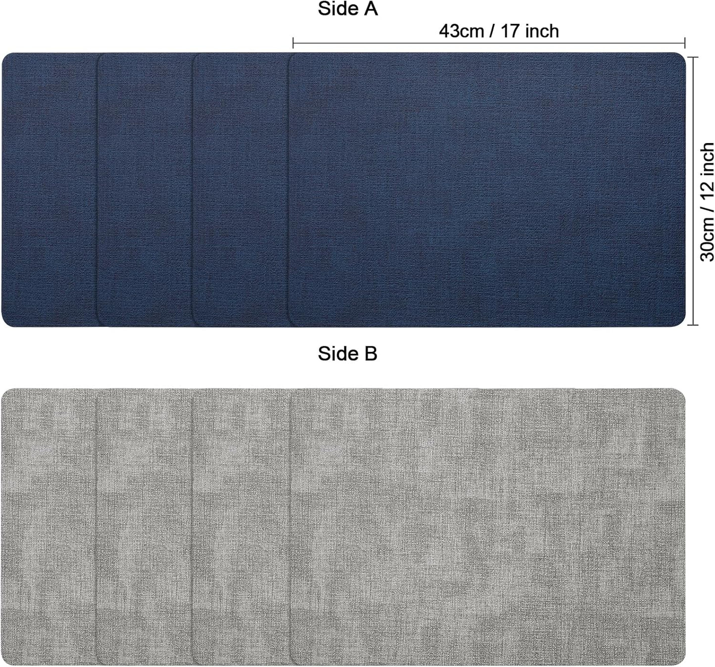 Myir JUN Placemats Dual Sided, Faux Leather Place Mats Set of 6 Indoor Placemat for Dining Table Outdoor Place Mat Manteles Individuales Square Non-Slip Washable Table Mats (Gray Blue, Set of 6)