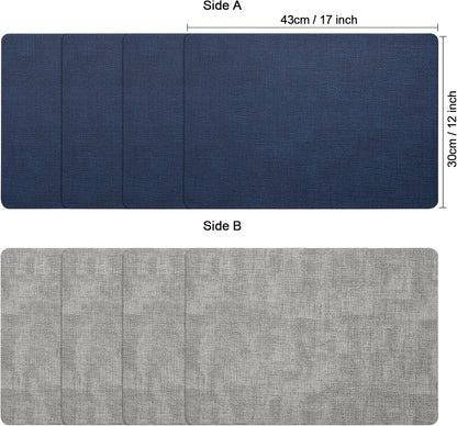 Myir JUN Placemats Dual Sided, Faux Leather Place Mats Set of 6 Indoor Placemat for Dining Table Outdoor Place Mat Manteles Individuales Square Non-Slip Washable Table Mats (Gray Blue, Set of 6)