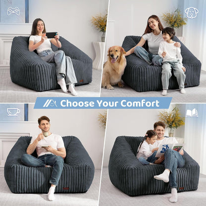 HABUTWAY Bean Bag Chair, Giant Bean Bag Chairs for Adults and Kids, Bean Bag Sofa, Lazy Floor Sofa, Faux Fur Beanbag Chair with Armrests for Living Room Bedroom (Dark Grey)