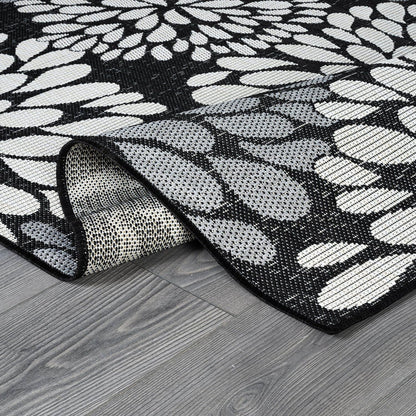 Beverly Rug Outdoor Rug 10x14 Modern Exotic Tropical Leaf Area Rugs for Indoor and Outdoor Patio Deck Porch Garden Water Resistant Washable Outside Carpet (10 x 14 Dark Gray)