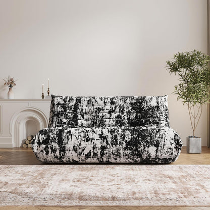 Bean Bag Chair, Loveseat Fireside Chair Bean Bag Sofa Large Bean Bag Chair for Adults, 2 Seater Bean Bag Chairs for Teens with High Density Comfortable Foam, Bean Bag for Living Room (Black Pattern)