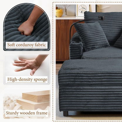 Accent Chair with Storage Ottoman Upholstered Living Room Chairs for Reading Chair with Chaise Lounge Chairs Indoor, Comfortable Armchair for Bedroom