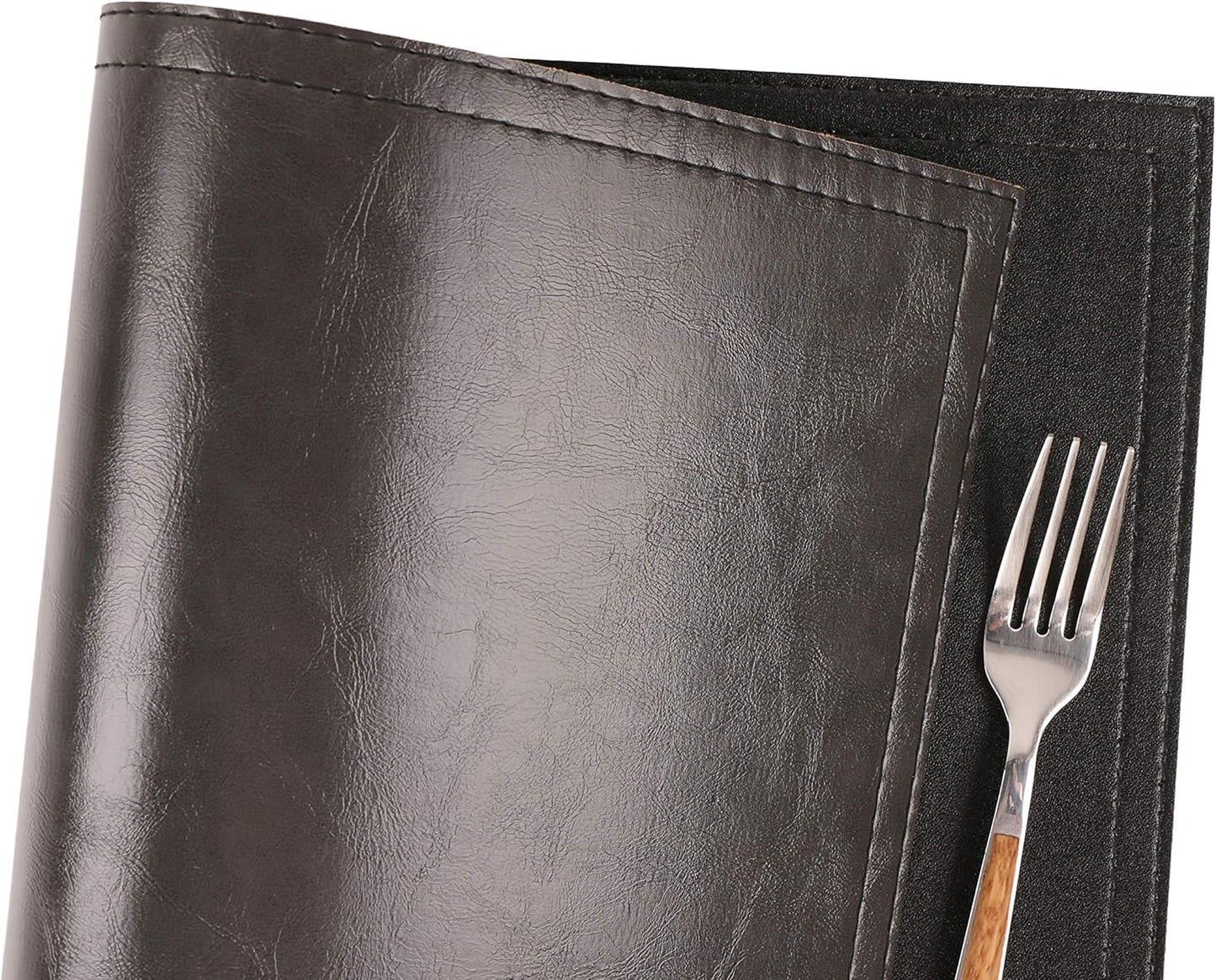 Jovono Waterproof PU Placemats, Faux Leather Dining Table Mat, Set of 8, Easy to Wipe Off Scrub Vinyl Mat, Heat & Stain Resistant for Office Conference Table, Home Décor Grey