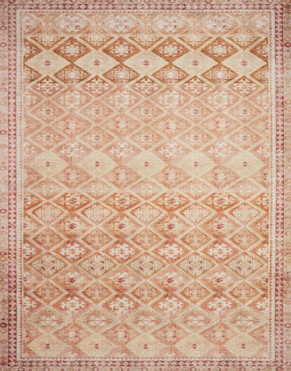 Loloi Layla Collection LAY-16 Natural/Spice 2'-0" x 5'-0" .13" Thick Accent Rug, Soft, Durable, Vintage Inspired, Distressed, Low Pile, Non-Shedding, Easy Clean, Printed, Living Room Rug