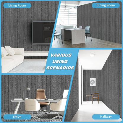 Art3d 4-Pack Glue-On Herringbone Wainscoting Panel for Interior Wall Decor - 104 x 12 Inch Polystyrene Ultralight Slim Slat Wall Panels for Living Room Bedroom, Weathered Teak