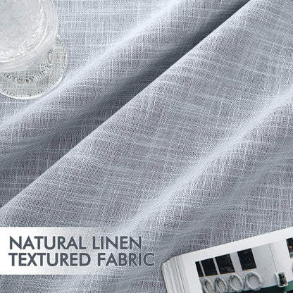 MIULEE Light Blue 100% Blackout Linen Curtains 120 Inch 2 Panels Set Double Sided No Coating Pinch Pleated Back Tab Black Out 10 FT Extra Long Thermal Insulated Bedroom Living Room Darkening Drapes