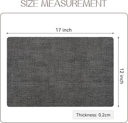 Romanstile Vinyl Placemats Set of 6-12 X 18 Inch - Heat Resistant Place Mats 100% Waterproof Oilproof Wipeable Reversible Faux Leather Table Mats for Kitchen/Dining/Party/Holiday, Dark Grey