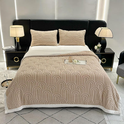 UKELER Sherpa Bed Blanket 80 × 90 inch, Ultra Soft Queen Size Throw Blanket for All Season, Cozy Plush Arch Fleece Blankets for Bedroom Living Room Dorm Hostel Sofa Camping, Camel