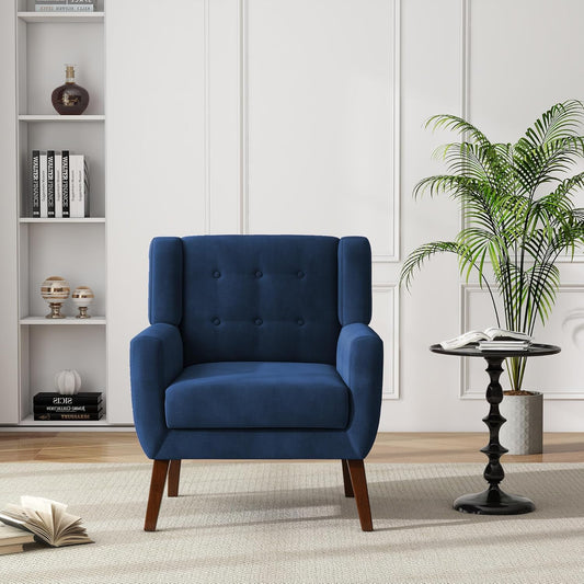UIXE Accent Chair, Velvet Upholstered Armchair for Living Room, Modern Club Arm Chairs Comfy Single