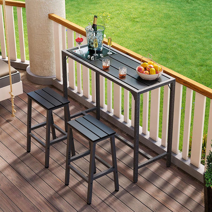 ODK 47 Inch Outdoor Bar Table, Patio Counter Bar Height Table with Weather Resistant Waterproof Top for Garden, Hot Tub, Yard, Balcony, Poolside, Indoor (Black)