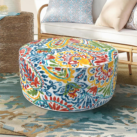 Inflatable Ottoman Stool D21 xH9 for Outdoor/Indoor Use, Water Repellent Patio Foot Rest Stool with