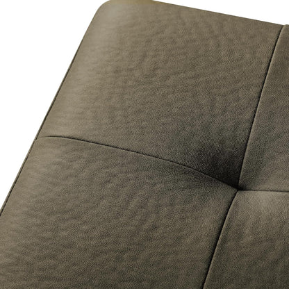 Adeco Fabric Storage Ottoman Bench with Solid Wood Legs, 17.7" Square Olive Green Leathaire Cube Foot Stool, Upholstered Button Tufted Vanity Chair with Hinged Lid for Living Room, Bedroom, Dorm