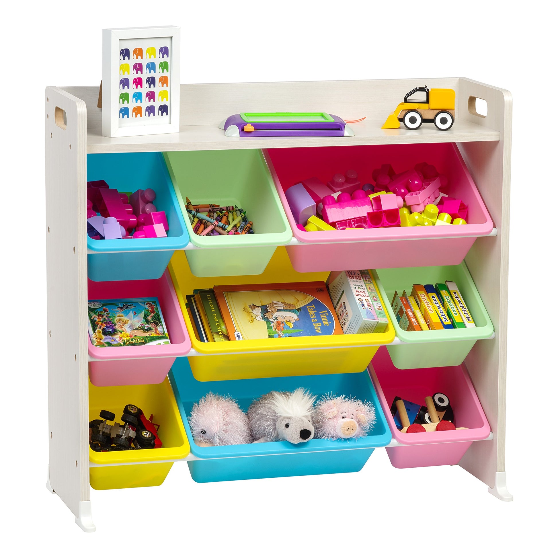 IRIS USA 4-Pack, Large Plastic Storage Bins, Stackable Organizer, Pastel