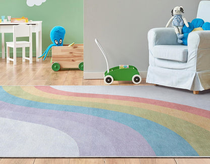 Well Woven Kids Rugs Rainbow 7'7" x 9'10" Multi Color Modern Flat-Weave Playroom Area Rug