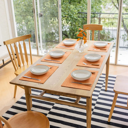 Demetex Orange Fall Placemats Set of 8 Linen Textured Fabric Place Mats Rectangle Cloth Table Mats for Thanksgiving Home Office Table Decor, 13x19 inch, Orange