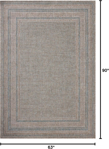 Loloi Amber Lewis Topanga Collection TOP-05 Natural/Teal 5'-3" x 7'-6" Indoor/Outdoor Area Rug
