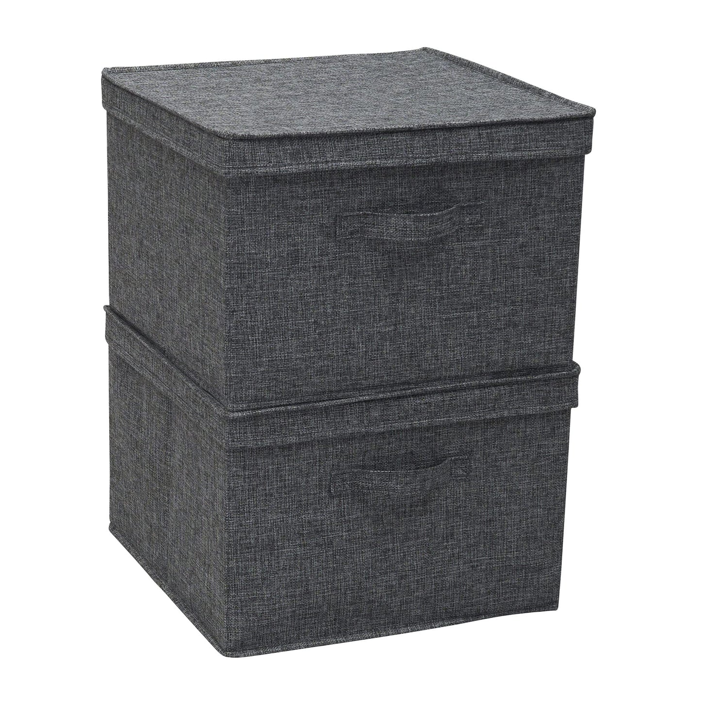 Household Essentials Square Fabric Storage Bins with Lids, Graphite, Set of 2