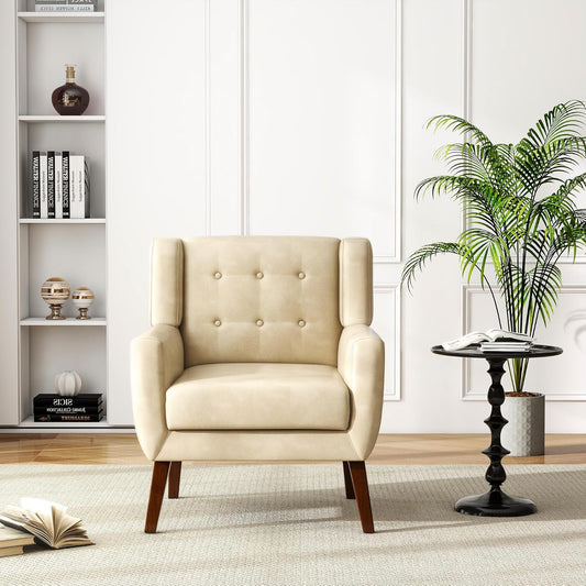 UIXE Faux Leather Accent Chair, Modern Arm Club Chair Upholstered Armchair for Living Room, Comfy
