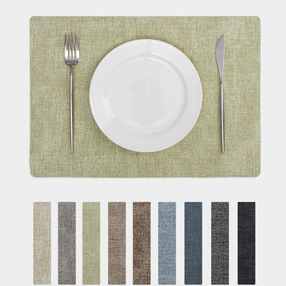 Chrysameld Vinyl Placemats Set of 4 - Faux Leather 100% Waterproof Oil-Proof Wipeable PU Place Mats, Heat Resistant Anti Slip Reversible Table Mats for Indoor & Outdoor Use,(17×12Inch, Sage Green)
