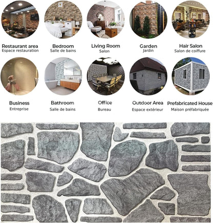 Dundee Deco 3D Wall Panels - Cladding, Bluish Grey White Stone Look Wall Paneling, Styrofoam Facing for Interior and Exterior Applications, DIY, Set of 10, Covers 54 sq ft
