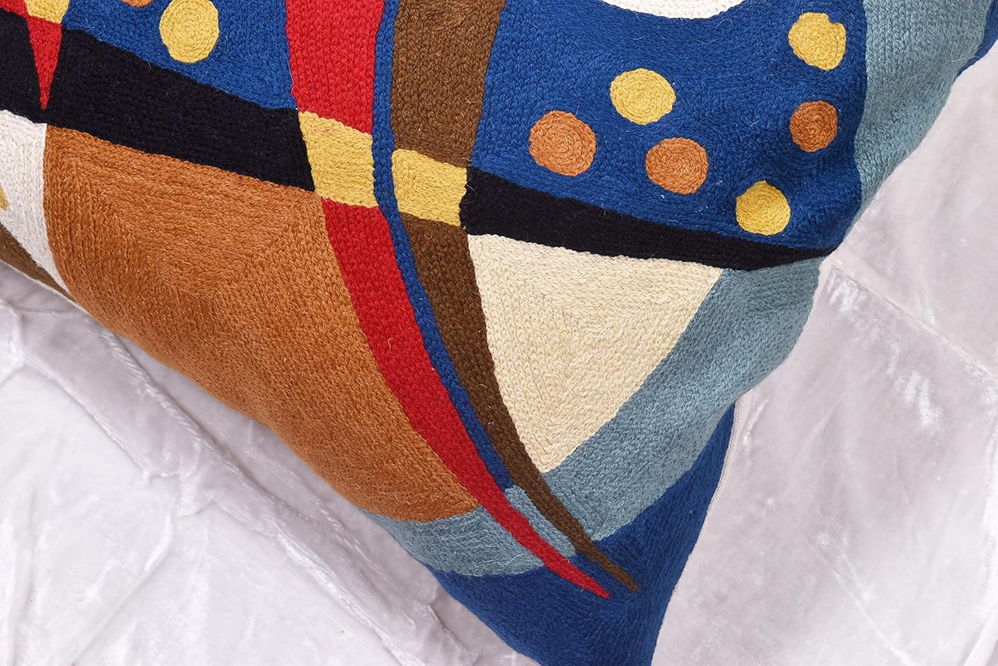 Kandinsky Blue Abstract Pillow Cover | Modern Outdoor Cushions | Mid Century Chair Cushions | Handmade Wool Size 18x18