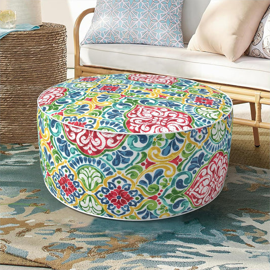 Inflatable Ottoman Stool D21 xH9 for Outdoor/Indoor Use, Water Repellent Patio Foot Rest Stool with