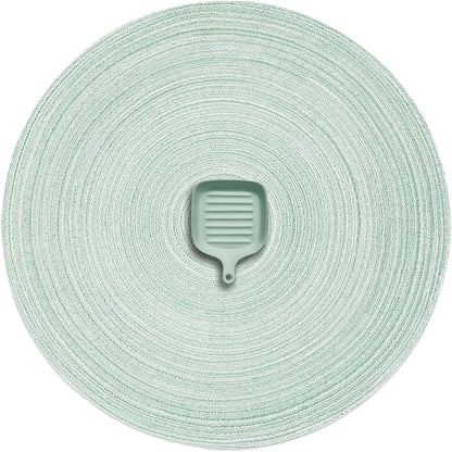 AHHFSMEI Round Braided Placemats Set of 6 Round Table Mats for Dining Tables Natural Woven Heat Resistant Place mats 15 Inch (Fog Green)