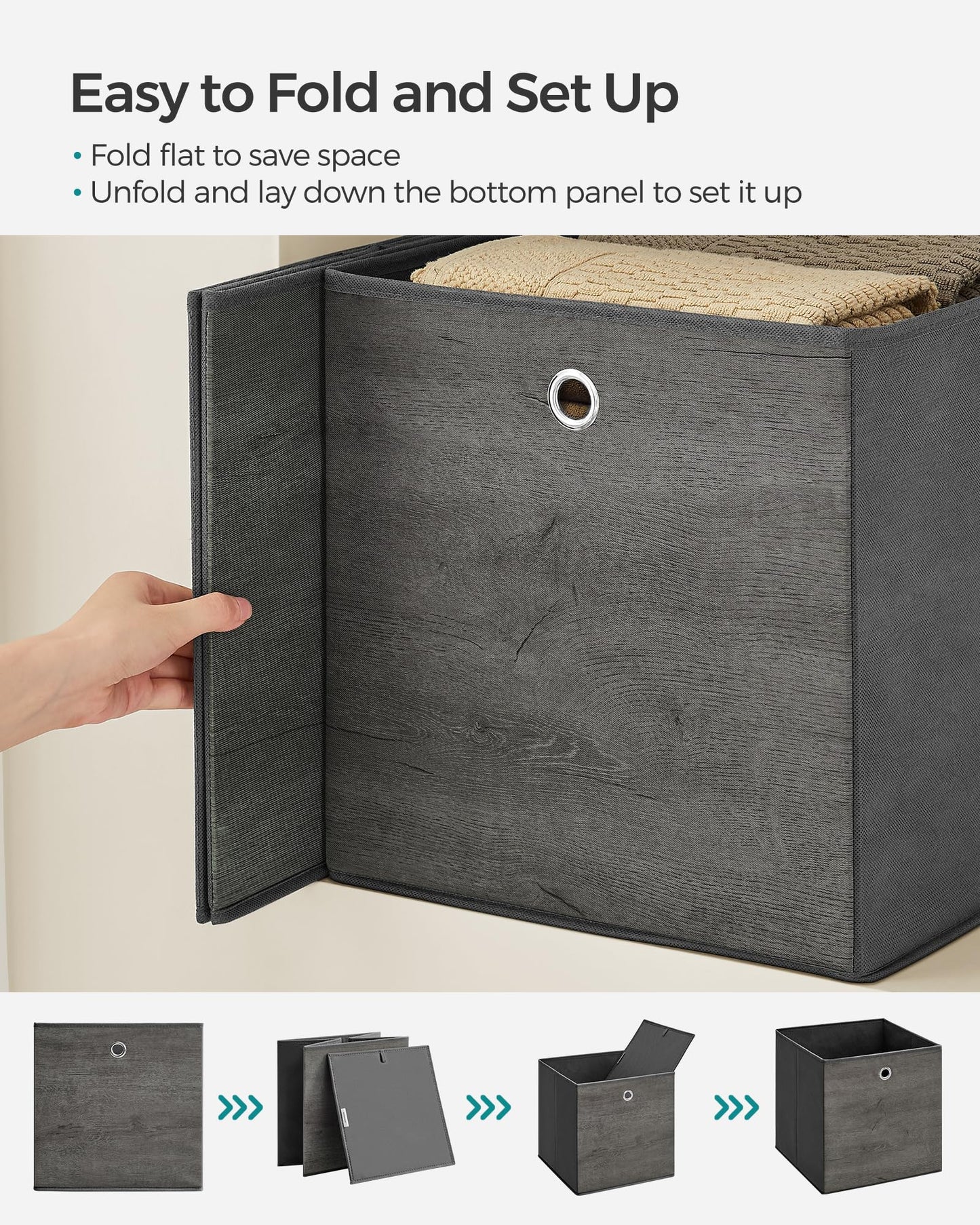 SONGMICS Storage Cubes, Set of 6, 13-Inch Foldable Closet Organizers