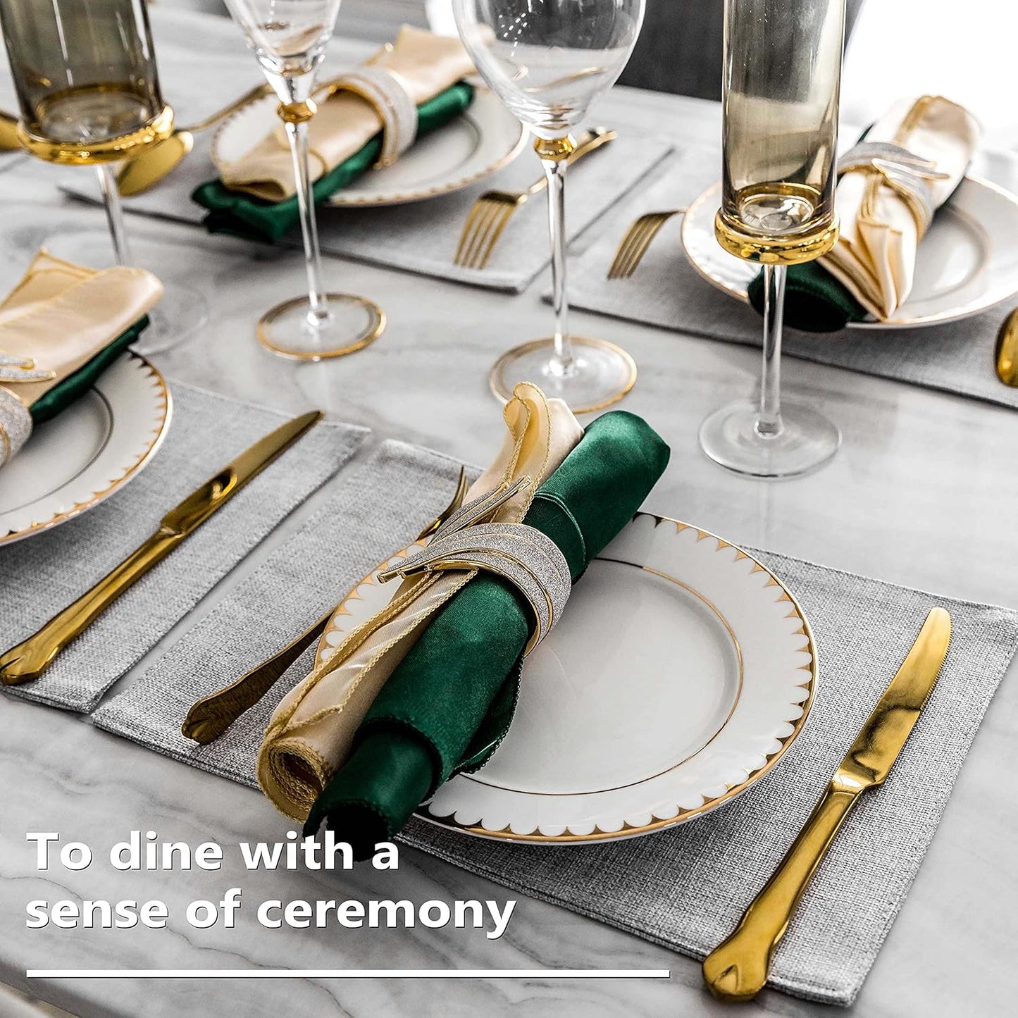 Home Brilliant Cloth Placemats Set of 8 Heat Resistant Washable Plate Mats Placemats for Parties Buffet Dinner Coasters Party Dinner Decor, 13 x 19 inches, Light Grey