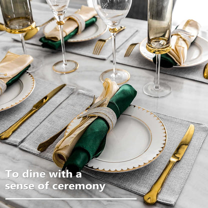 Home Brilliant Cloth Placemats Set of 8 Heat Resistant Washable Plate Mats Placemats for Parties Buffet Dinner Coasters Party Dinner Decor, 13 x 19 inches, Light Grey