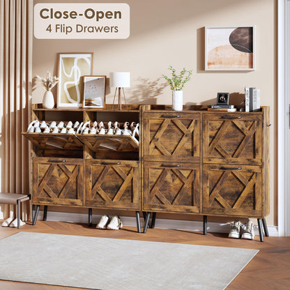 Nicetree Shoe Cabinet Storage for Entryway, Freestanding Shoe Storage Cabinet, Farmhouse Narrow