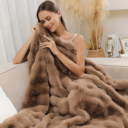 UKELER Soft Faux Fur Throw Blanket Solid Reversible Shaggy Blanket Plush Thick Fluffy Blankets Throws for Bed, Couch, Sofa, Office, Camping 50''x60'' Brown