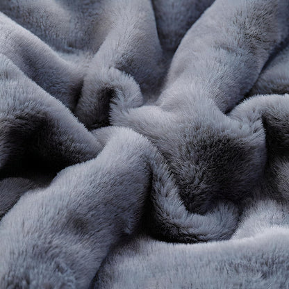 UKELER Soft Faux Fur Throw Blanket 50''x60'' Solid Reversible Shaggy Blanket Plush Thick Fluffy Blankets Throws for Bed, Couch, Sofa, Office, Camping Dark Grey