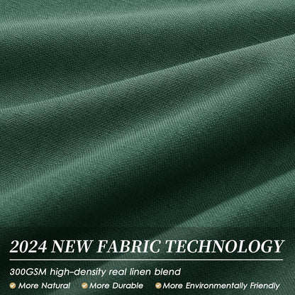 BOODII Room Darkening Curtains Green Black Out Curtains 96 Inches Long 2 Panel Set Back Tab Blackout Linen Curtain for Sliding Door Modern Farmhouse Living Room Window Drapes Soundproof 52x96