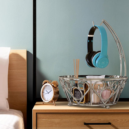 Simple Houseware Fruit Basket Bowl with Banana Tree Hanger, Chrome Finish