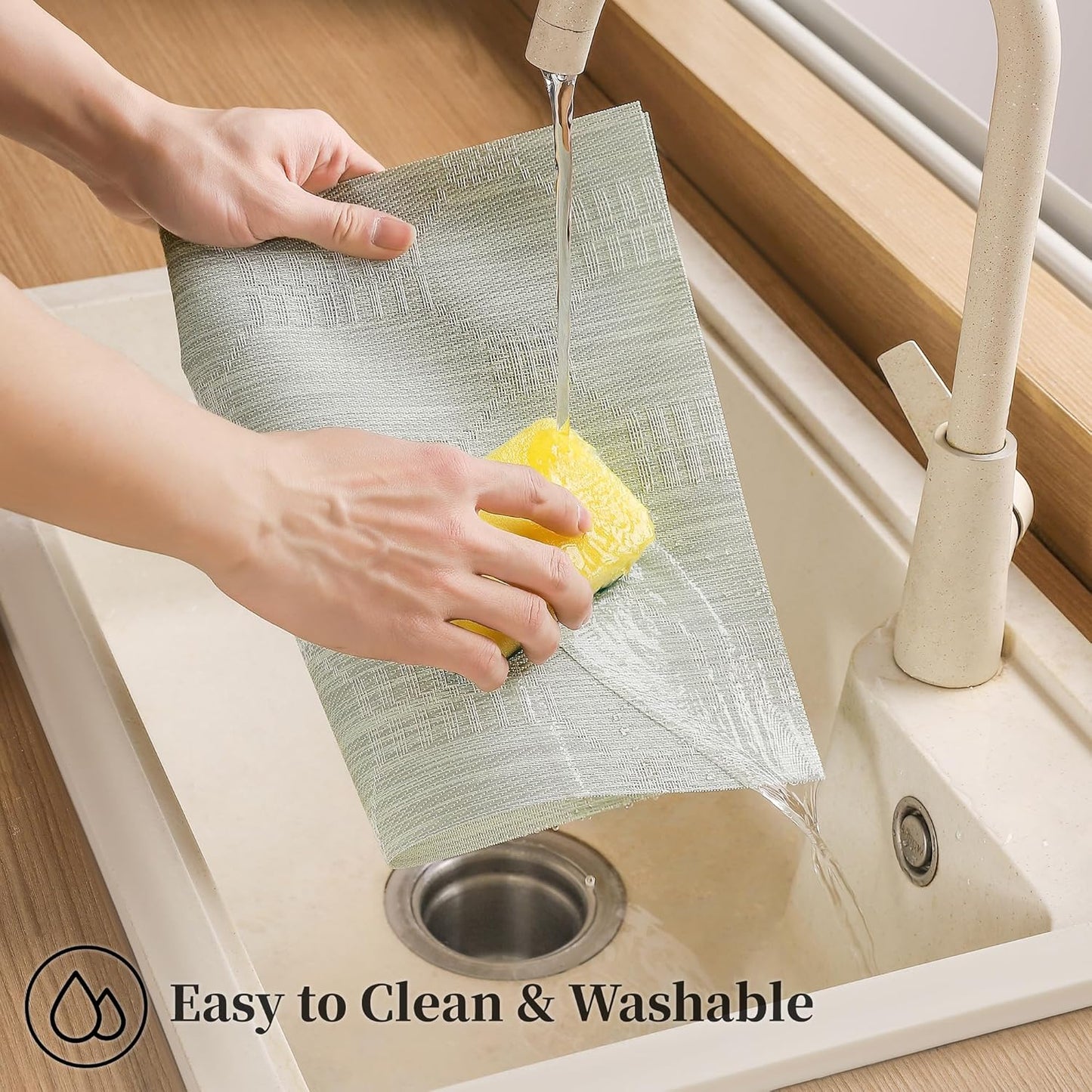 Leetaltree Mint Cream Placemats Set of 8 - Heat Resistant Non-Slip Place mats for Dining Table, Washable Durable PVC Vinyl Woven Table Mats（Mint Cream, 8）