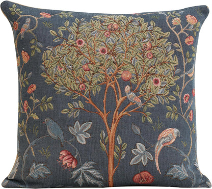 Charlotte Home Furnishings Decorative Tapestry Pillow Cover 19x19 in, Blue Kelmscott Couch Throw Pillow Cover, French Country Square Cushion Cases for Bed Room Home Decor, Soft Cotton Jacquard Woven