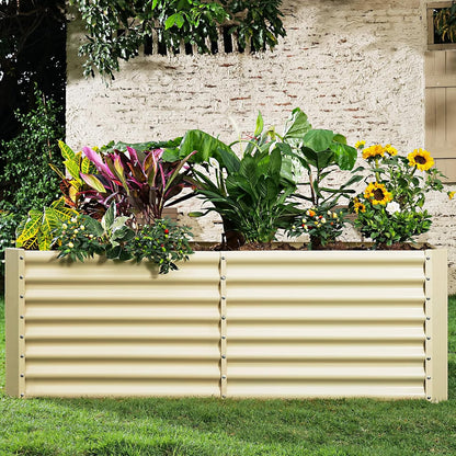 Land Guard 6x3x2ft Galvanized Raised Garden Bed, Planter Boxes Outdoor, Raised Garden Beds Outdoor for Vegetables, Flowers, Herbs, 269 Gallons, Cream Yellow…