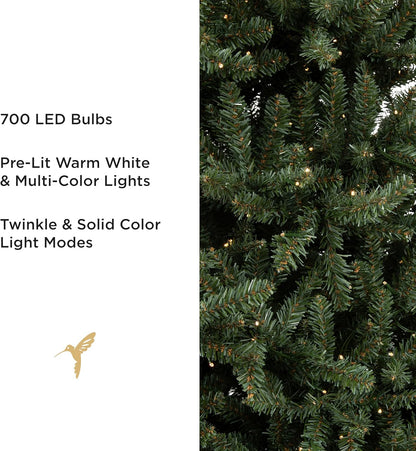 Papyrus 7 ft Pre-Lit Artificial Christmas Tree, Blue Spruce, Warm White Lights, Includes Stand and Storage Bag
