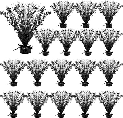 Crowye 18 Pieces Metallic Foil Spray Centerpiece Party Star Table Decoration Burst Metallic Table Centerpieces for Birthday Party Season Holiday(Black)