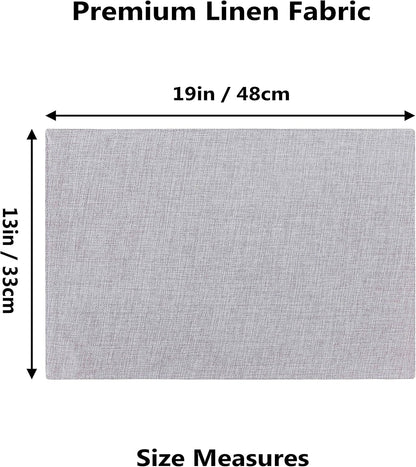 Home Brilliant Cloth Placemats Set of 6 Table Place Mats Light Grey Placemat Easy to Clean Heat Resistant Machine Washable Fabirc Placemats Coffee Table Mats for Dining Kitchen Table, Gray