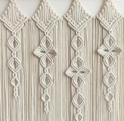 Achart Macrame Wall Hanging Large- Boho Wall Decor- large wall art- Wall Decor Living Room- Macrame Tapestry Boho Decor for Bedroom (Beige-Flower)