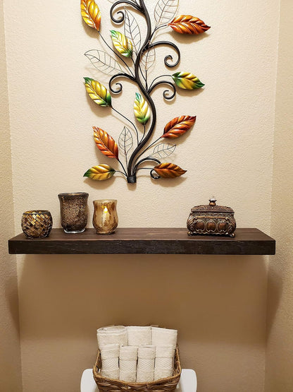 Joel's Antiques 24 Inch Wooden Floating Shelves for Wall - 24x12x2 in - Made of Natural Wood - Short Deep Heavy Duty Rustic Wall Shelves for Bedroom - Perfect for Bathroom, Kitchen - Mocha