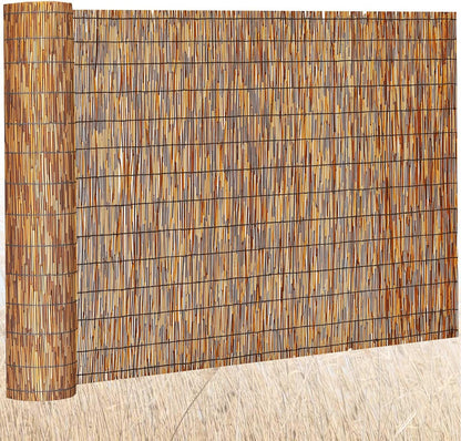 Barydat 1 Pcs 4 x 16.4 ft Bamboo Privacy Screen, Reed Fence Roller Patio Decorative Fences Reed Screen Curtain for Garden Backyard Patio Balconies